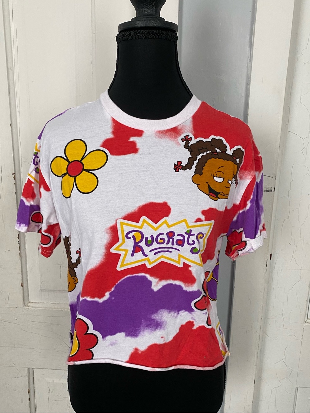 Nickelodeon Rugrats Tie-Dye Graphic Tee in Red, Purple & White